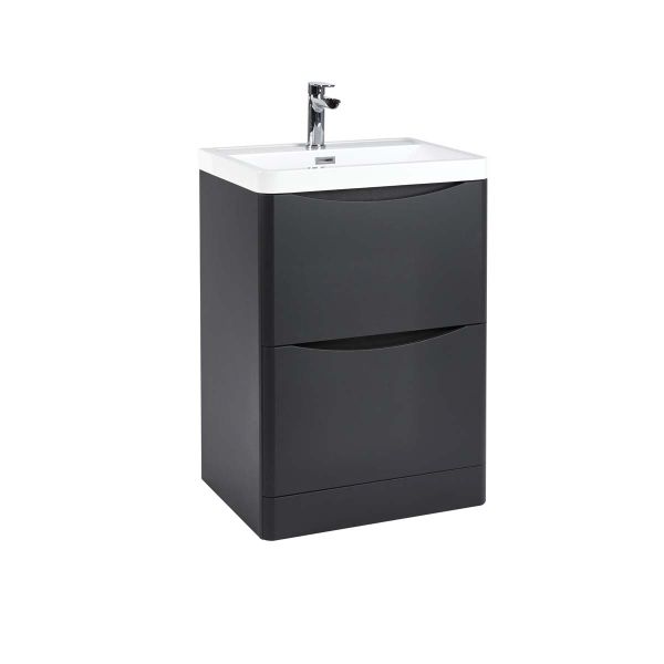 Dezine Calder 600mm Matt Grey Floorstanding Vanity Unit with Countertop and Basin