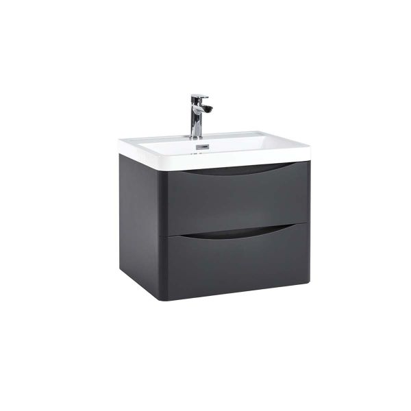 Dezine Calder 600mm Stort Hung Vanity Unit with Countertop and Basin-Matt Grey