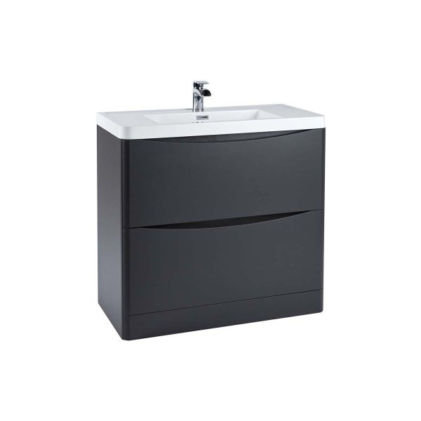 Dezine Calder 900mm Matt Grey Floorstanding Vanity Unit with Countertop and Basin