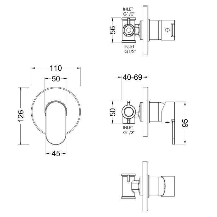 Dezine Pennar 10 Pure Concealed Manual Shower Valve