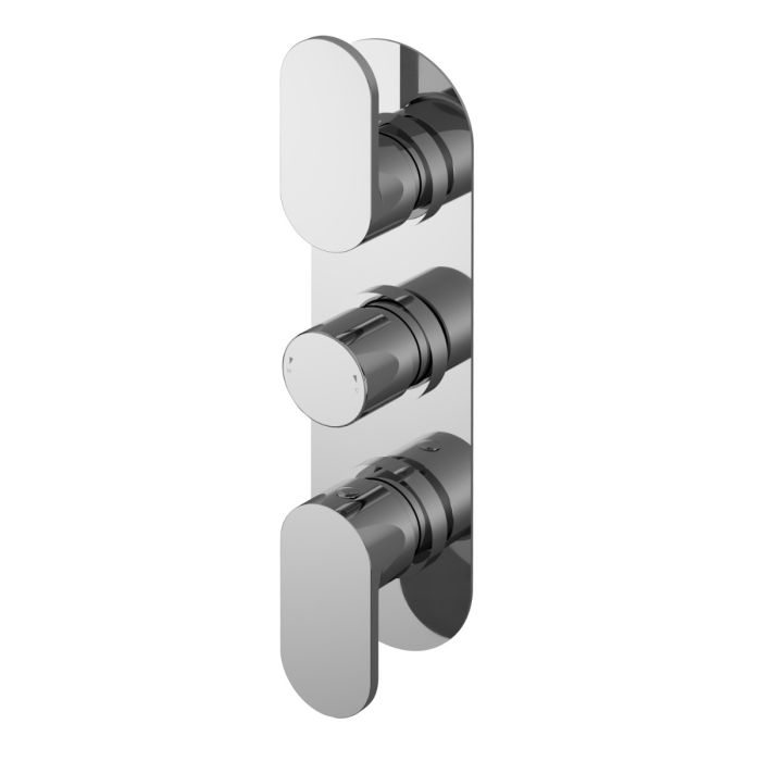 Dezine Pennar 10 Pure Chrome Round Concealed Triple Shower Valve, 2 Outlet