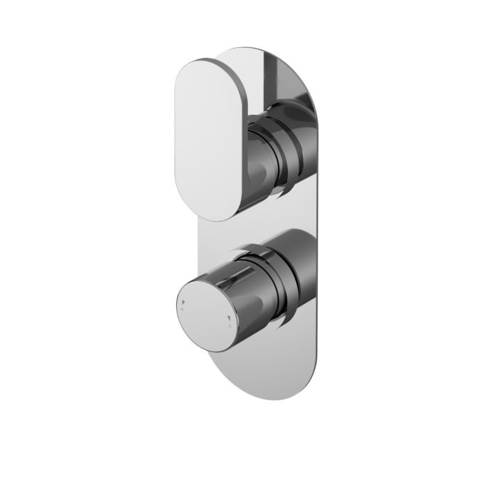 Dezine Pennar 10 Pure Chrome Round Concealed Twin Shower Valve with Diverter, 2 Outlet