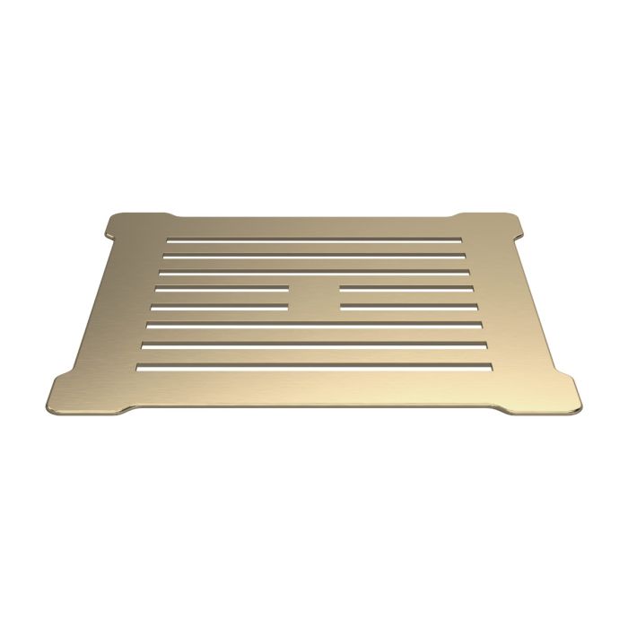 Dezine Square Shower Waste with Brushed Brass Top for Slate Trays - White Waste Body