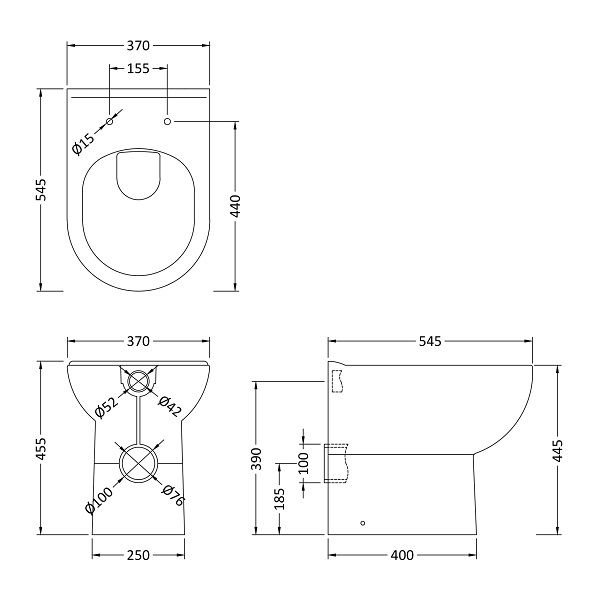 Dezine Tamar Comfort Height Back To Stort Toilet