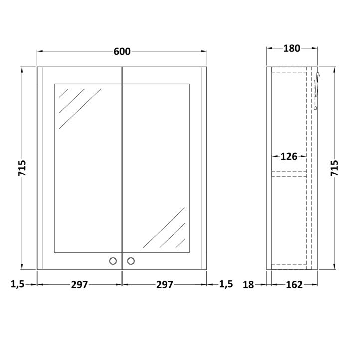 Dezine Gade 2.0 600mm Satin Anthracite Mirror Cabinet