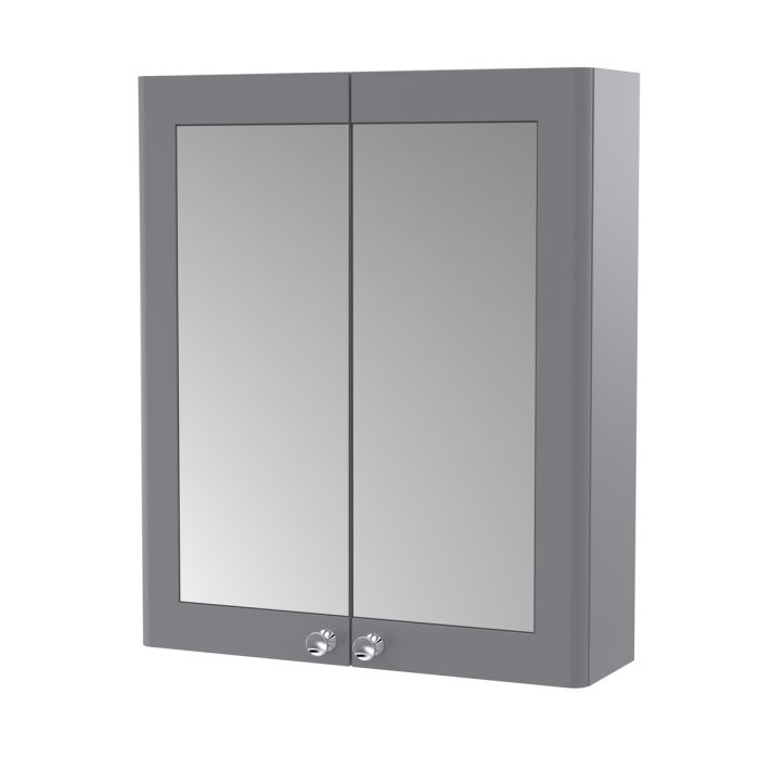 Dezine Gade 2.0 600mm Satin Grey Mirror Cabinet