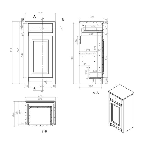 Dezine Swale 400mm Charcoal Grey Floorstanding Vanity Unit