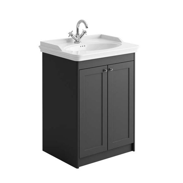 Dezine Swale 600mm Charcoal Grey Floorstanding Vanity Unit