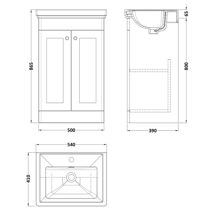 Dezine Gade 2.0 500mm Floor Standing Satin Anthracite Vanity Unit - 1 Tap Hole