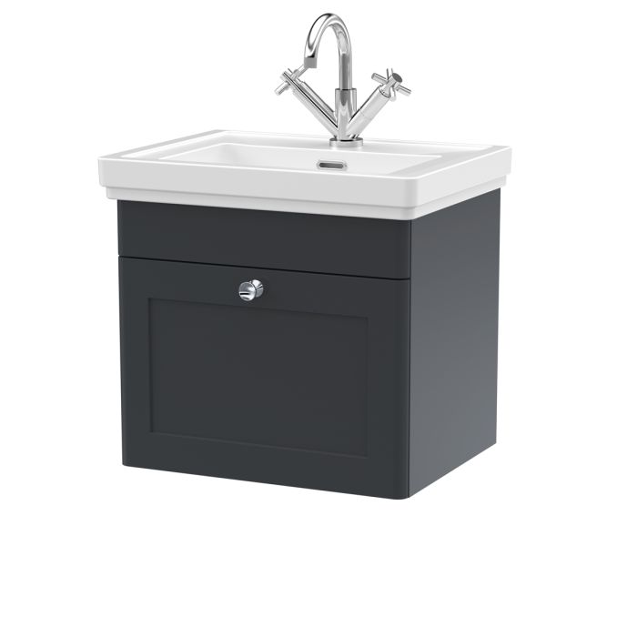 Dezine Gade 2.0 500mm Stort Hung Satin Anthracite Vanity Unit - 1 Tap Hole