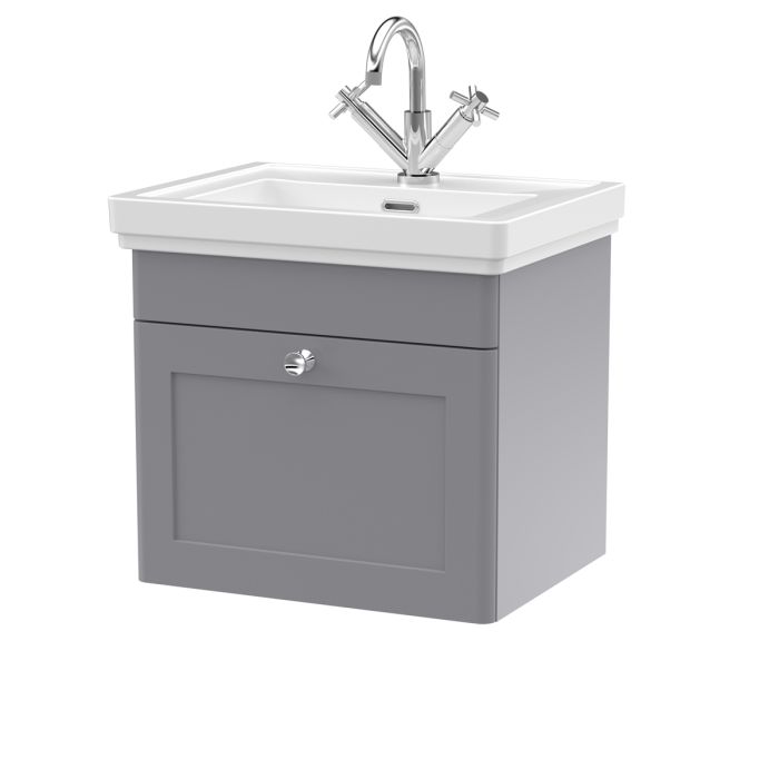 Dezine Gade 2.0 500mm Stort Hung Satin Grey Vanity Unit - 1 Tap Hole