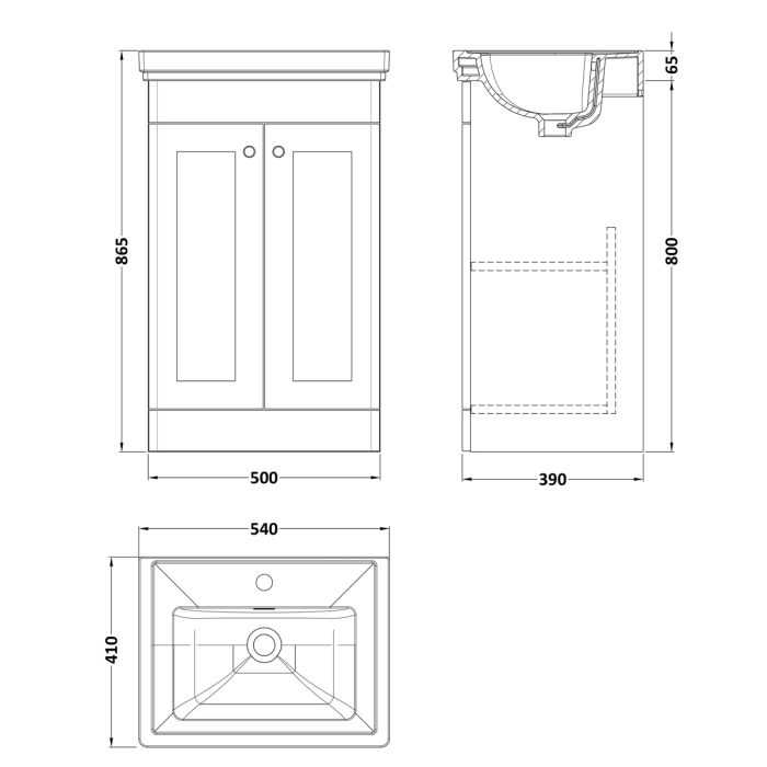 Dezine Gade 2.0 500mm Floor Standing Satin Green Vanity Unit - 1 Tap Hole