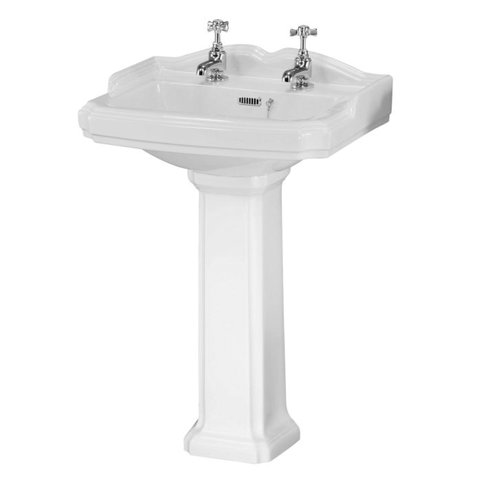 Dezine Rhone 580mm 2 Tap Hole Basin and Pedestal