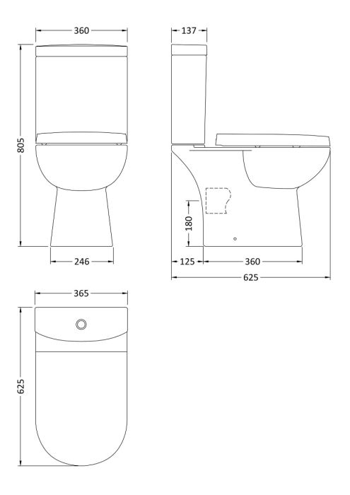 Dezine Tamar Clun Close Coupled Toilet