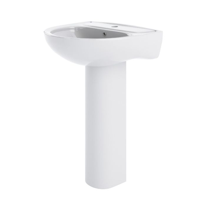 Dezine Tamar 550mm 1 Tap Hole Basin with Full Pedestal