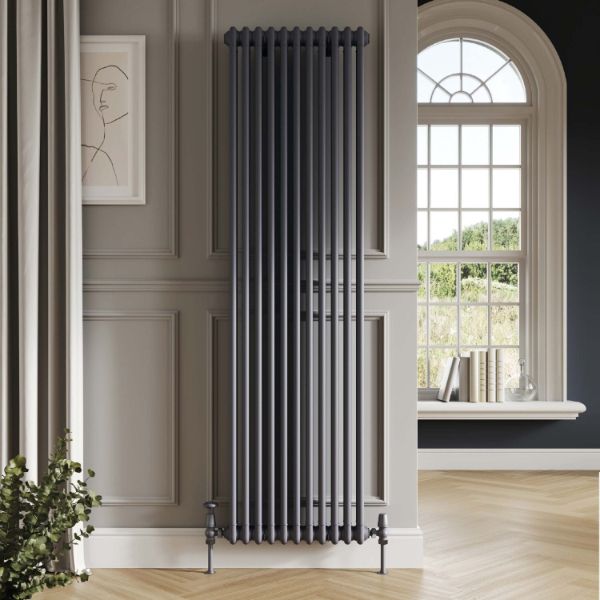 Dezine 2 Column Vertical Anthracite Designer Radiator 1800mm X 335mm