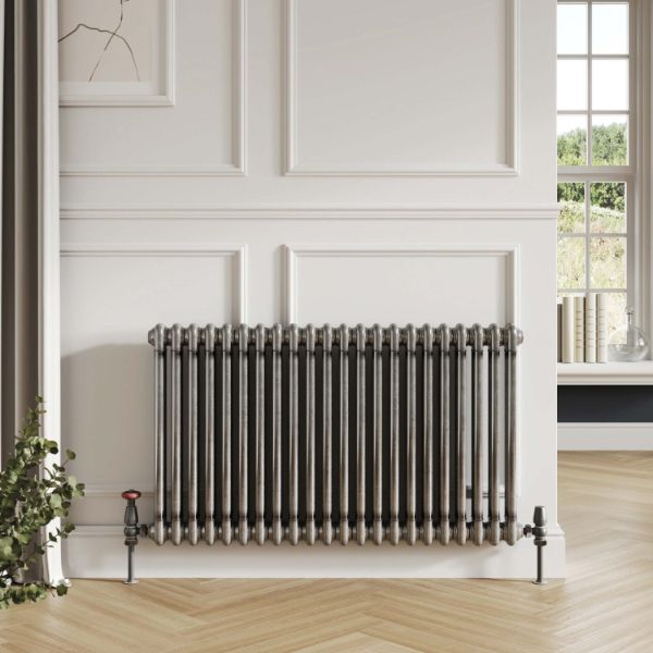 Dezine 2 Column Horizontal Raw Metal Designer Radiator 600mm X 1010mm