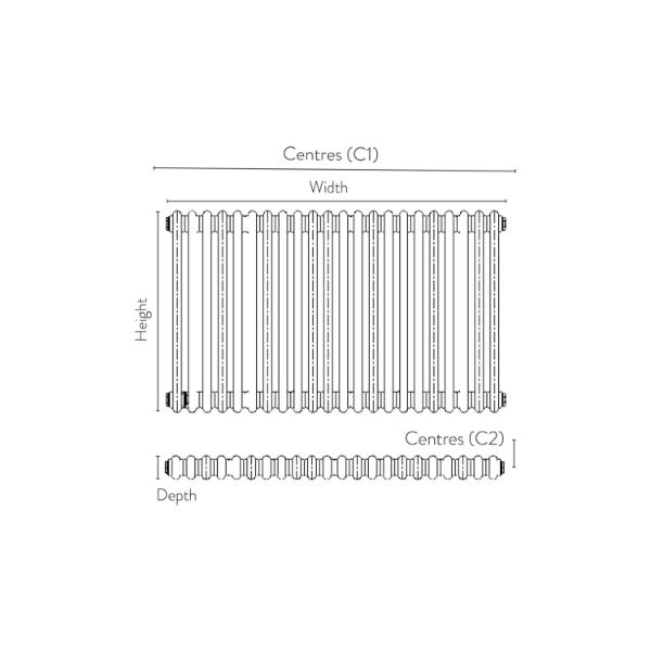 Dezine 2 Column Horizontal Anthracite Designer Radiator 600mm X 1010mm