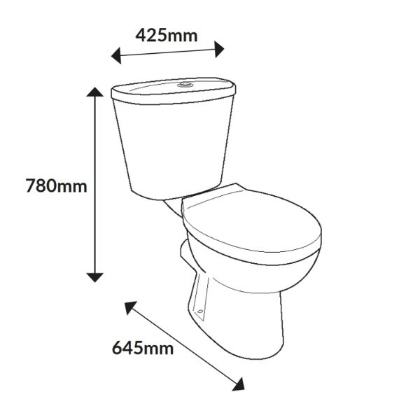 Dezine Parana Close Coupled Toilet with Soft Close Seat