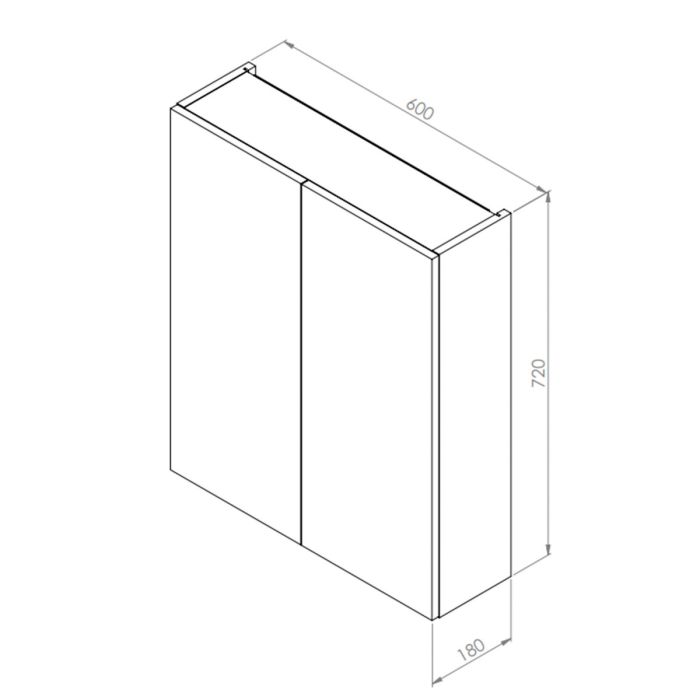 Dezine Clyde 600mm Gloss White Mirror Unit, 2 Door