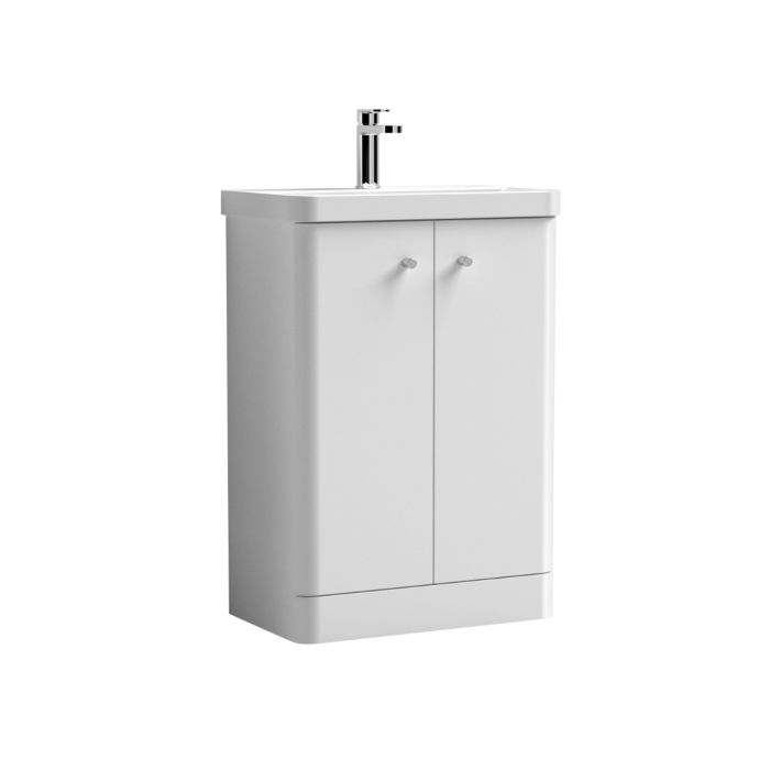 Dezine Conwy 600mm Gloss White Floor Standing Vanity Unit