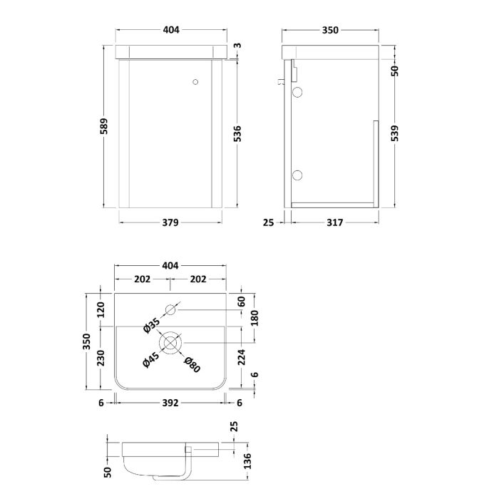 Dezine Conwy 400mm Light Gloss Grey Stort Hung Vanity Unit