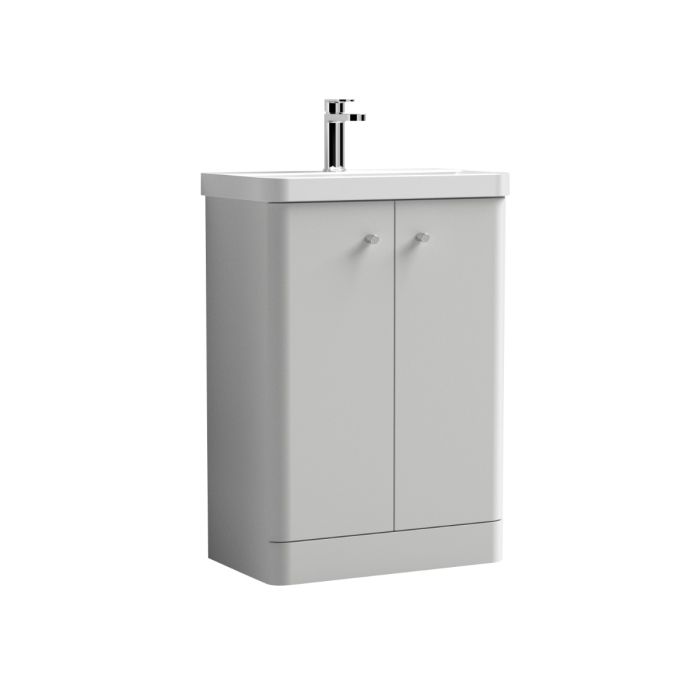 Dezine Conwy 600mm Light Gloss Grey Floor Standing Vanity Unit