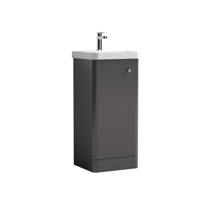 Dezine Conwy 400mm Gloss Grey Floor Standing Vanity Unit