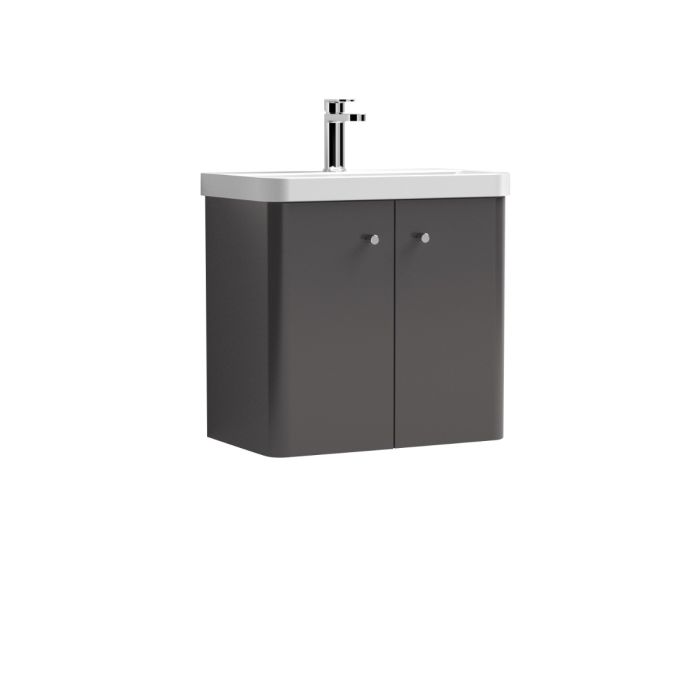 Dezine Conwy 600mm Gloss Grey Stort Hung Vanity Unit