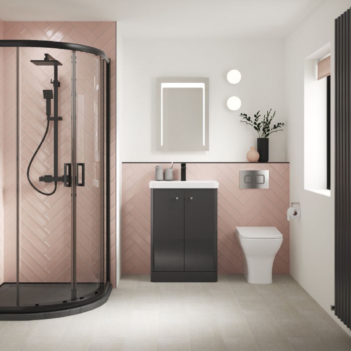 Dezine Conwy 500mm Gloss Grey Floor Standing Vanity Unit