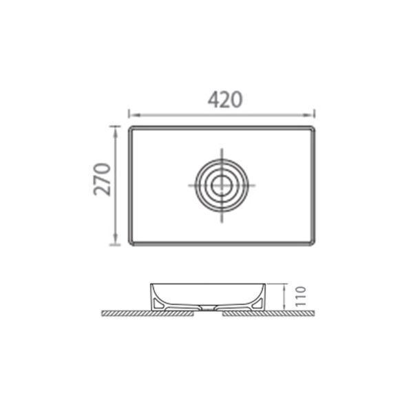 Dezine Ogwen 420mm Countertop Basin - White