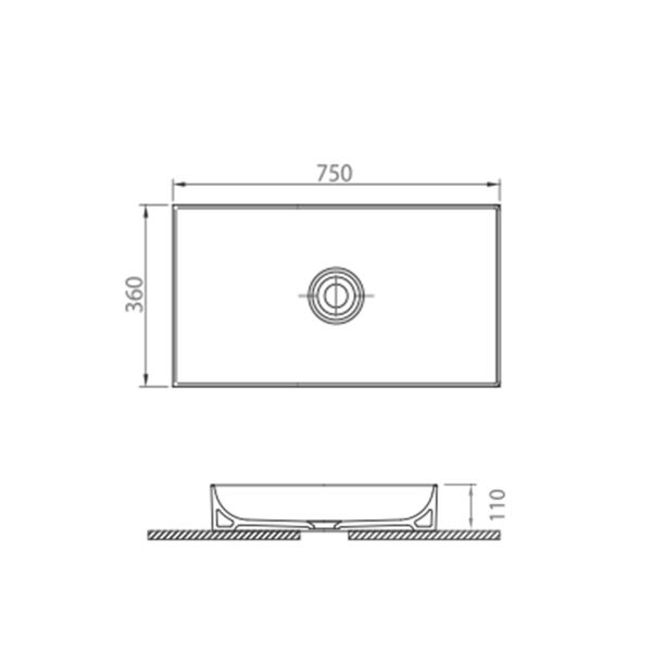 Dezine Ogwen 750mm Countertop Basin - White