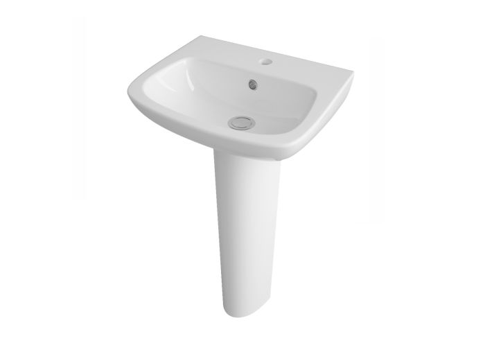 Dezine Mersey 450mm 1 Tap Hole Basin with Full Pedestal