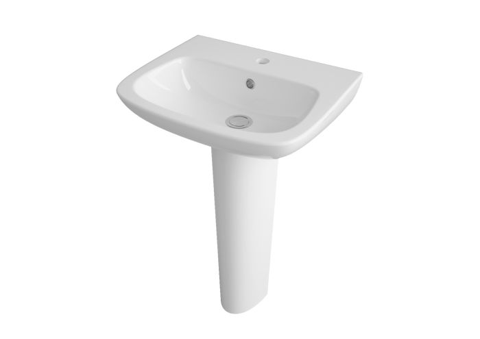 Dezine Mersey 500mm 1 Tap Hole Basin with Full Pedestal