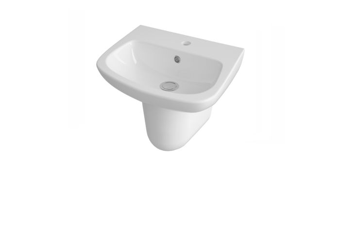 Dezine Mersey 450mm 1 Tap Hole Basin with Semi Pedestal