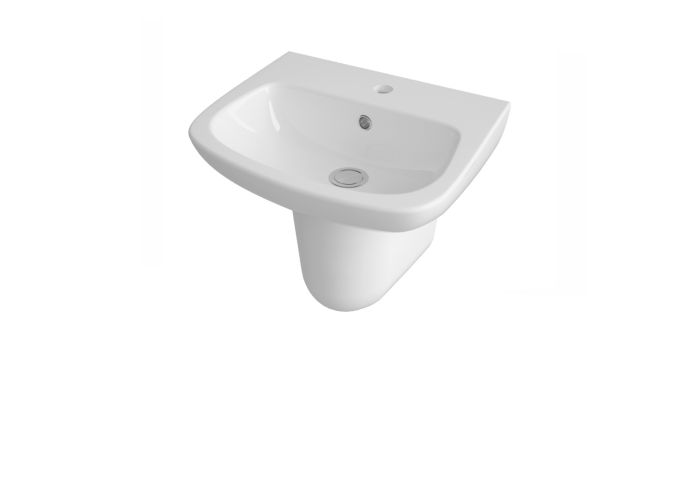 Dezine Mersey 500mm 1 Tap Hole Basin with Semi Pedestal