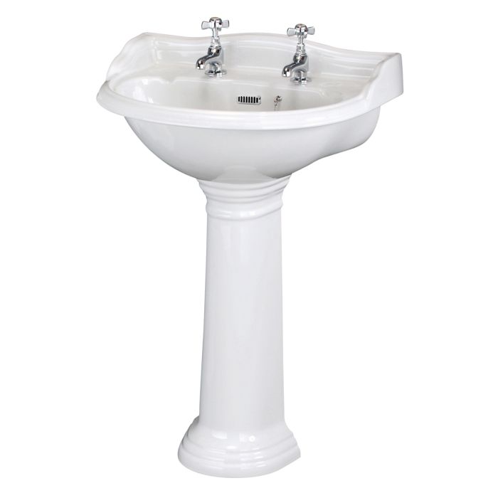 Dezine Rhone Pro 600mm 2 Tap Hole Basin and Pedestal