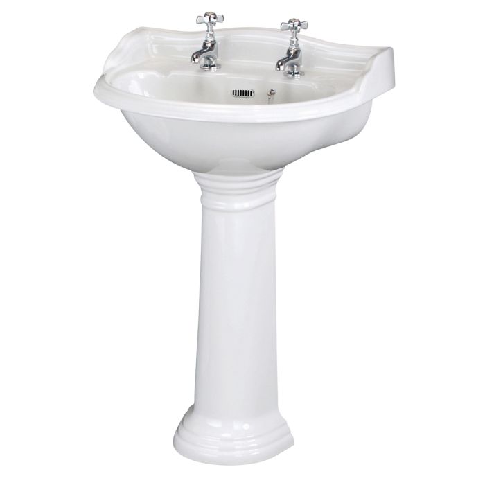 Dezine Rhone Pro 500mm 2 Tap Hole Basin and Pedestal