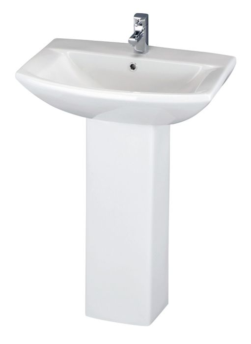 Dezine Loddon 600mm 1 Tap Hole Basin with Full Pedestal