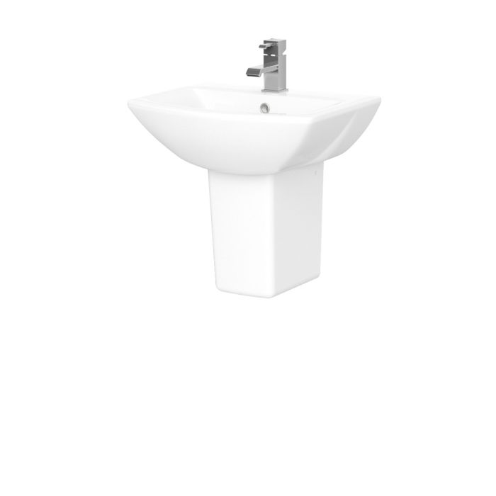 Dezine Loddon 500mm 1 Tap Hole Basin with Semi Pedestal