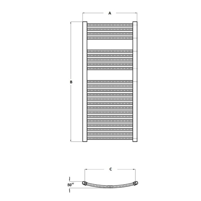 Dezine 500mm x 1000mm Curved Chrome Towel Rail