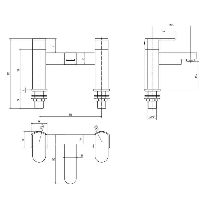 Dezine Indus Black Bath Filler