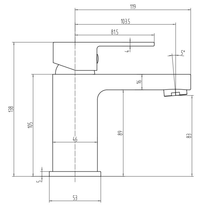 Dezine Indus Basin Mixer with Push Button Waste