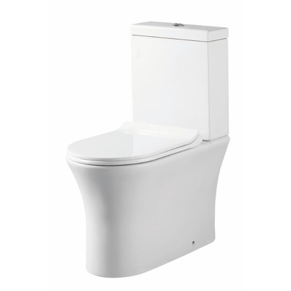 Dezine Quoile Rimless Close Coupled Toilet with Wrapover Soft Close Seat