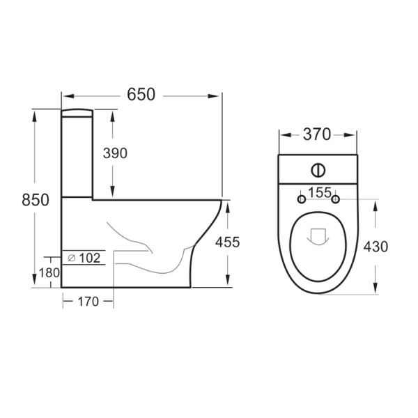 Dezine Quoile Rimless Closed Back To Stort Toilet with Nith Soft Close Seat