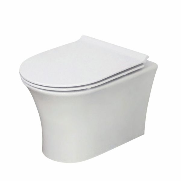 Dezine Quoile Rimless Stort Hung Toilet With Nith Soft Close Seat