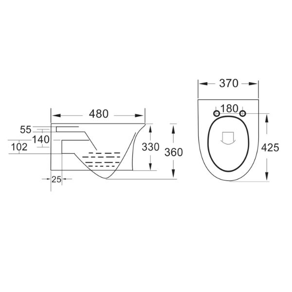 Dezine Quoile Rimless Stort Hung Toilet With Nith Soft Close Seat