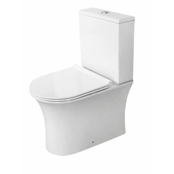 Dezine Quoile Rimless Closed Back Close Coupled Toilet with Nith Soft Close Seat