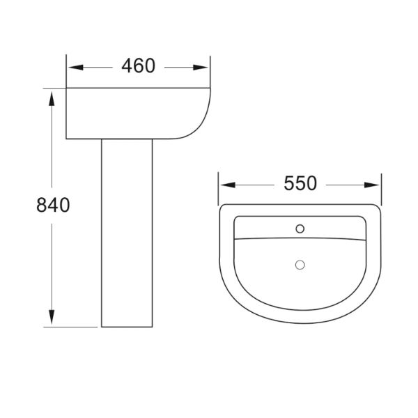 Dezine Quoile Basin with Full Pedestal