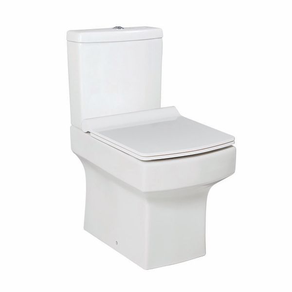 Dezine Eamont Open Backed Close Coupled Toilet with Wrapover Soft Close Seat